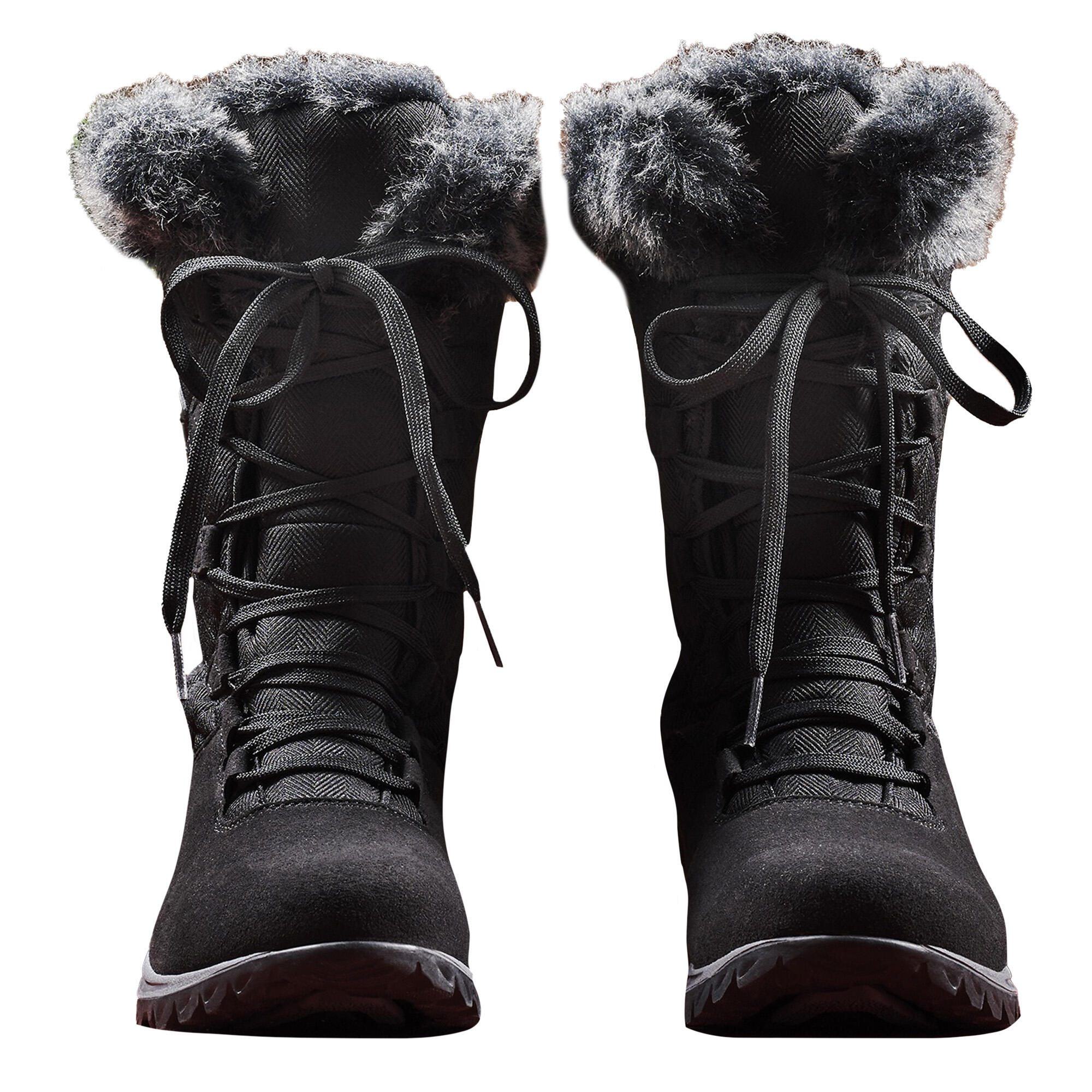 Stiefel "Newley", Kunstfell Damen Schwarz/Graugrün 3/4