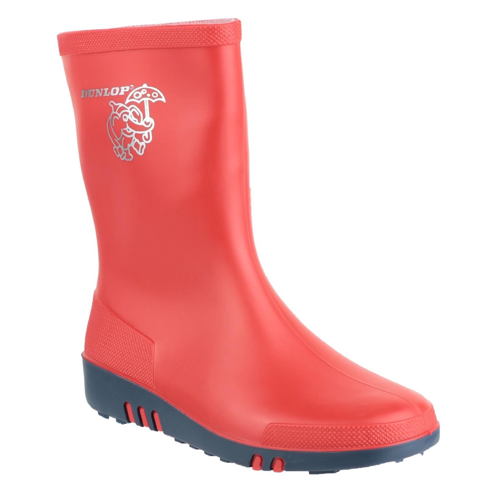 Childrens Unisex Mini Elephant Wellington Boots (Red/Blue) 1/4