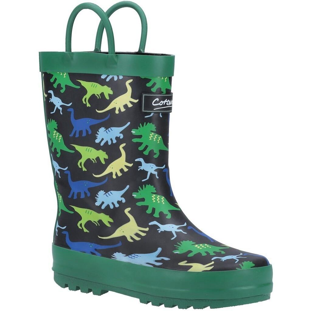 COTSWOLD Childrens/Kids Sprinkle Wellington Boots (Green/Black/Sky Blue)