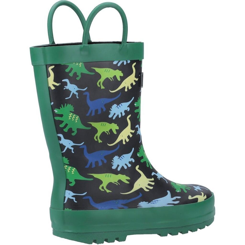 Childrens/Kids Sprinkle Wellington Boots (Green/Black/Sky Blue) 2/5