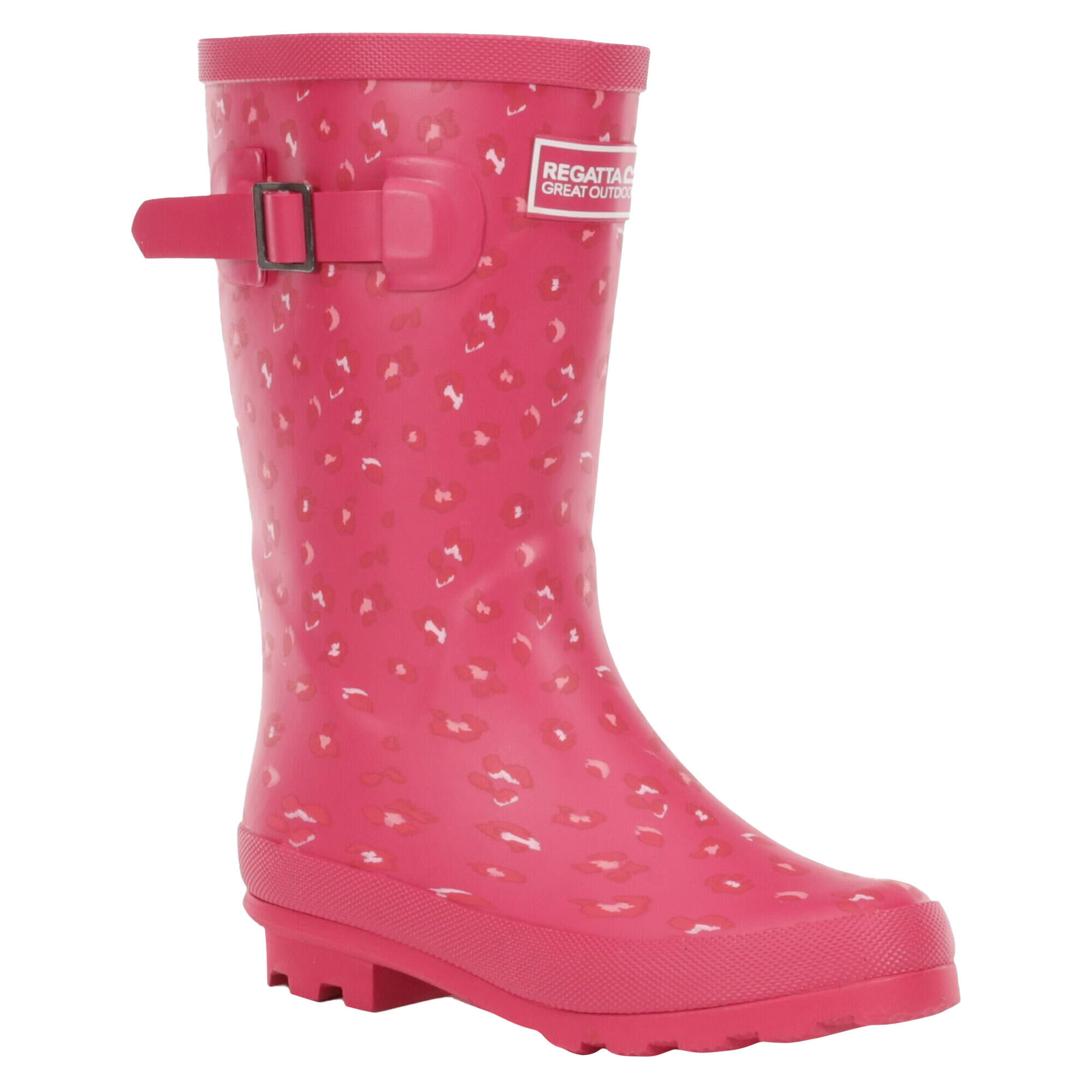 REGATTA Childrens/Kids Fairweather Leopard Print Wellington Boots (Cabaret)