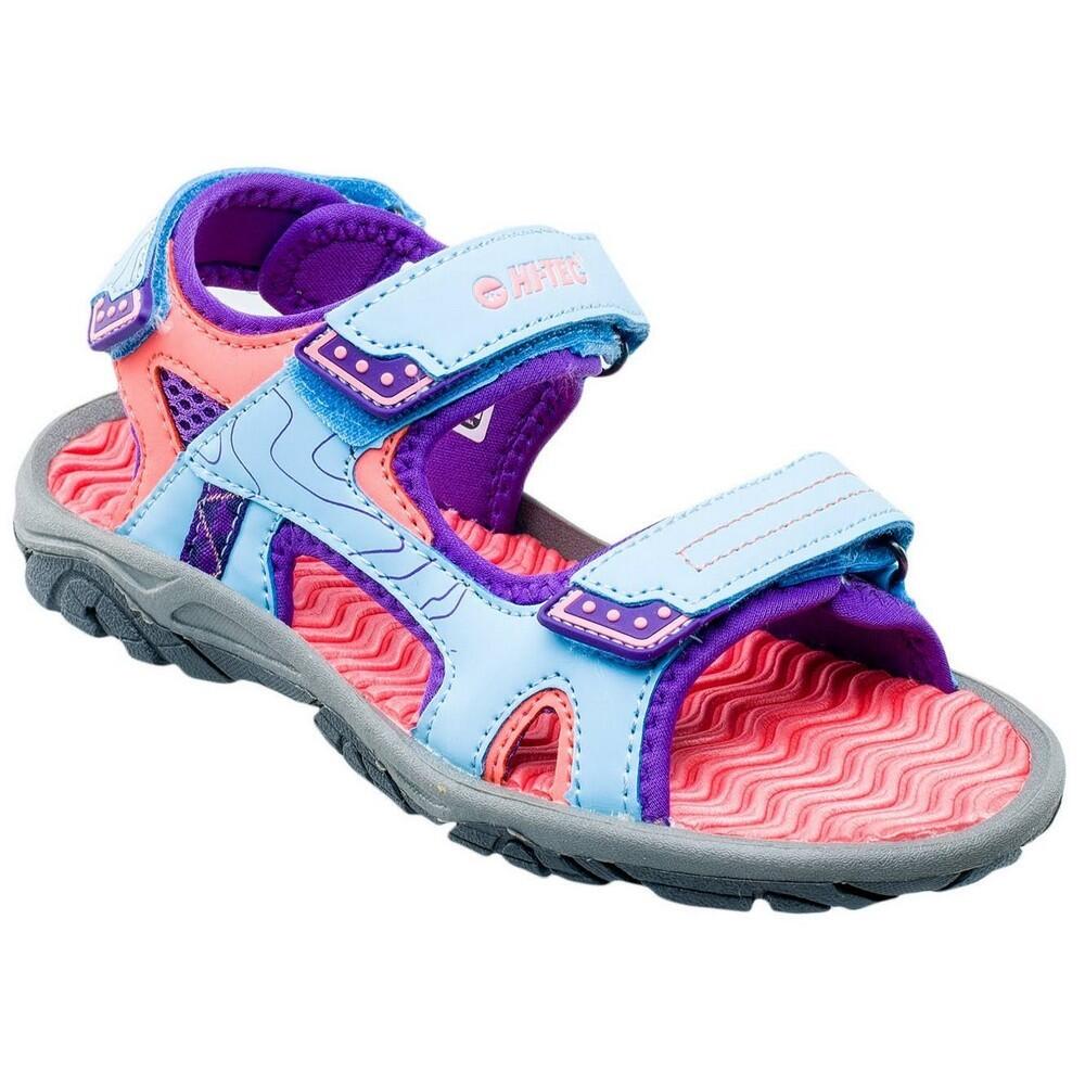 Hi-tec - Sandales Menar Enfant (bleu Ciel / Violet / Corail Foncé) - Sandales - Bleu|rouge|violet - Decathlon