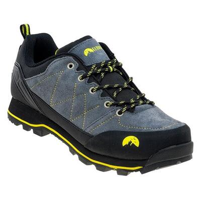 Heren tilbur leren wandelschoenen (staalgrijs/zwart/lime)