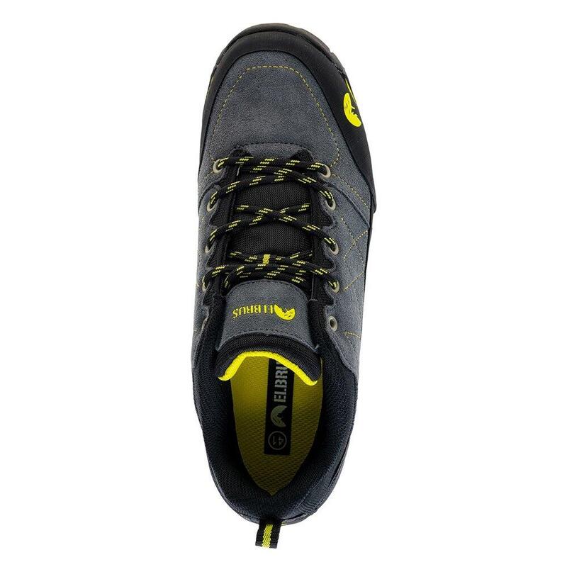 Scarpe Da Trekking Pelle Uomo Elbrus Tilbur Grigio Acciaio Nero Lime