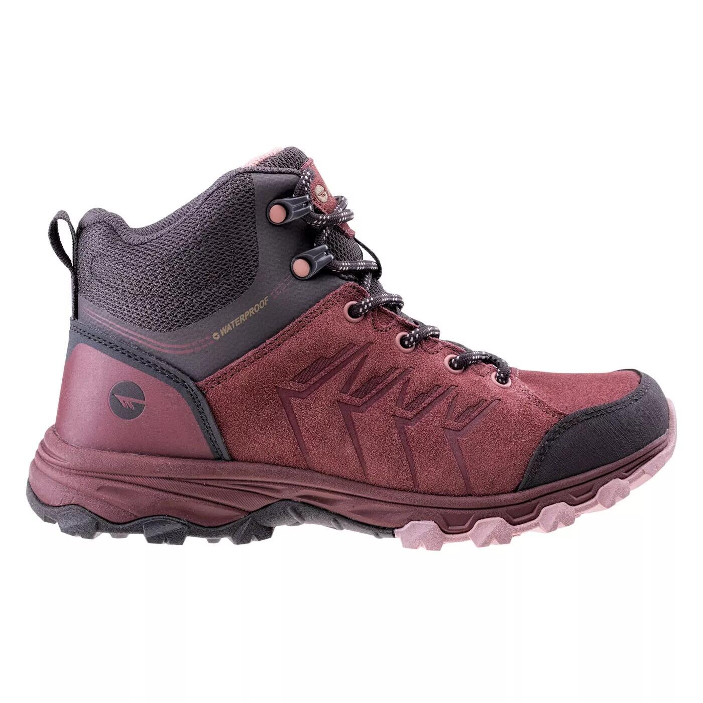 Scarpe Impermeabile Donna Hi-Tec Helone Rosa Scuro Grigio Scuro 3/4