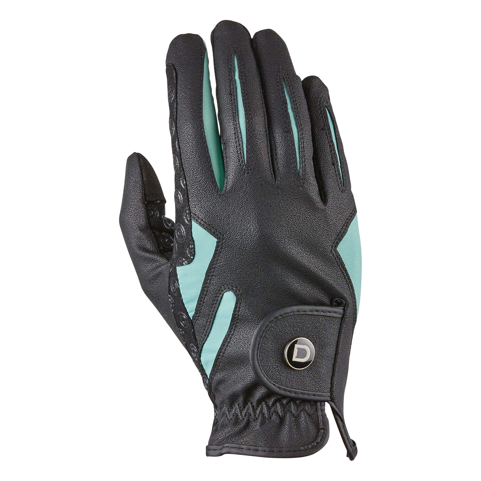Unisex Coolit Gel Touch Fastening Riding Gloves (Black/Teal) 1/4