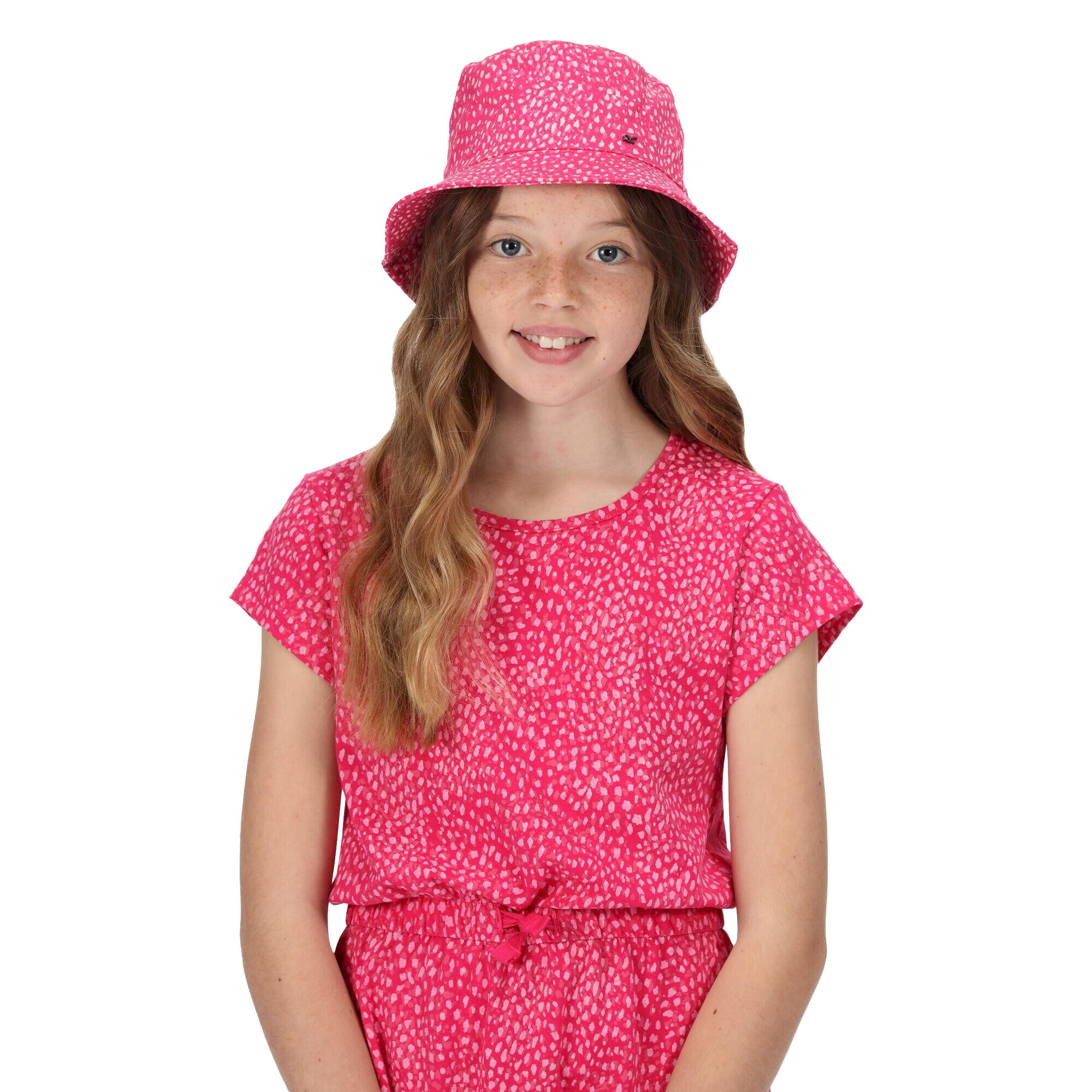 REGATTA Childrens/Kids Crow Animal Print Canvas Bucket Hat (Pink Fusion)