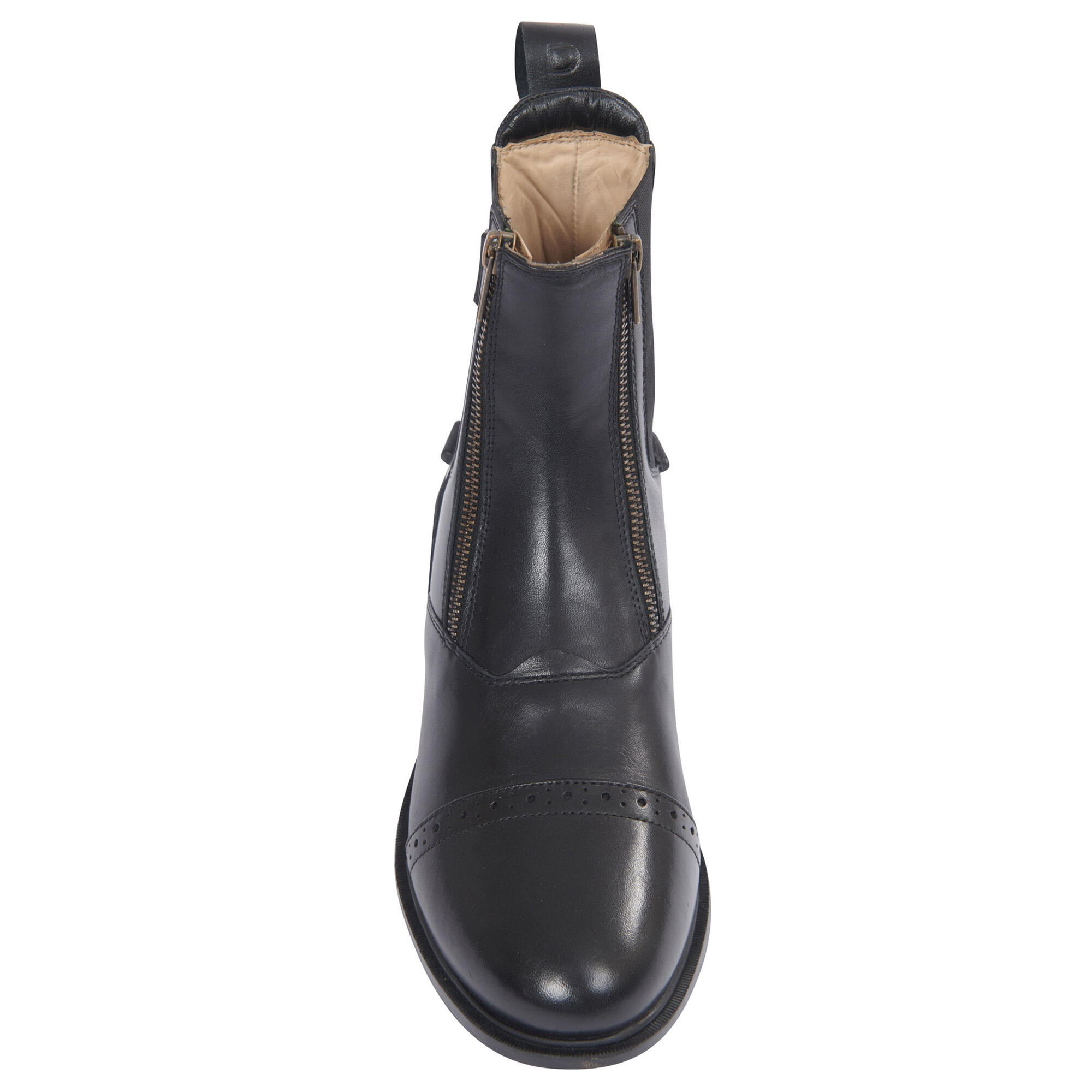 Evolution Adults Double Zip Front Leather Paddock Boots Black DUBLIN Decathlon