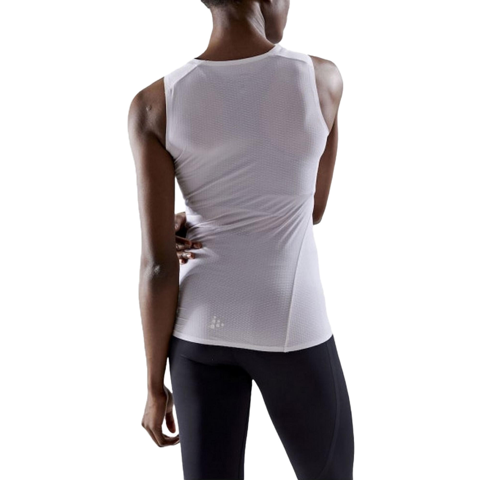 Womens/Ladies Pro Dry Sleeveless Base Layer Top (White) 2/3
