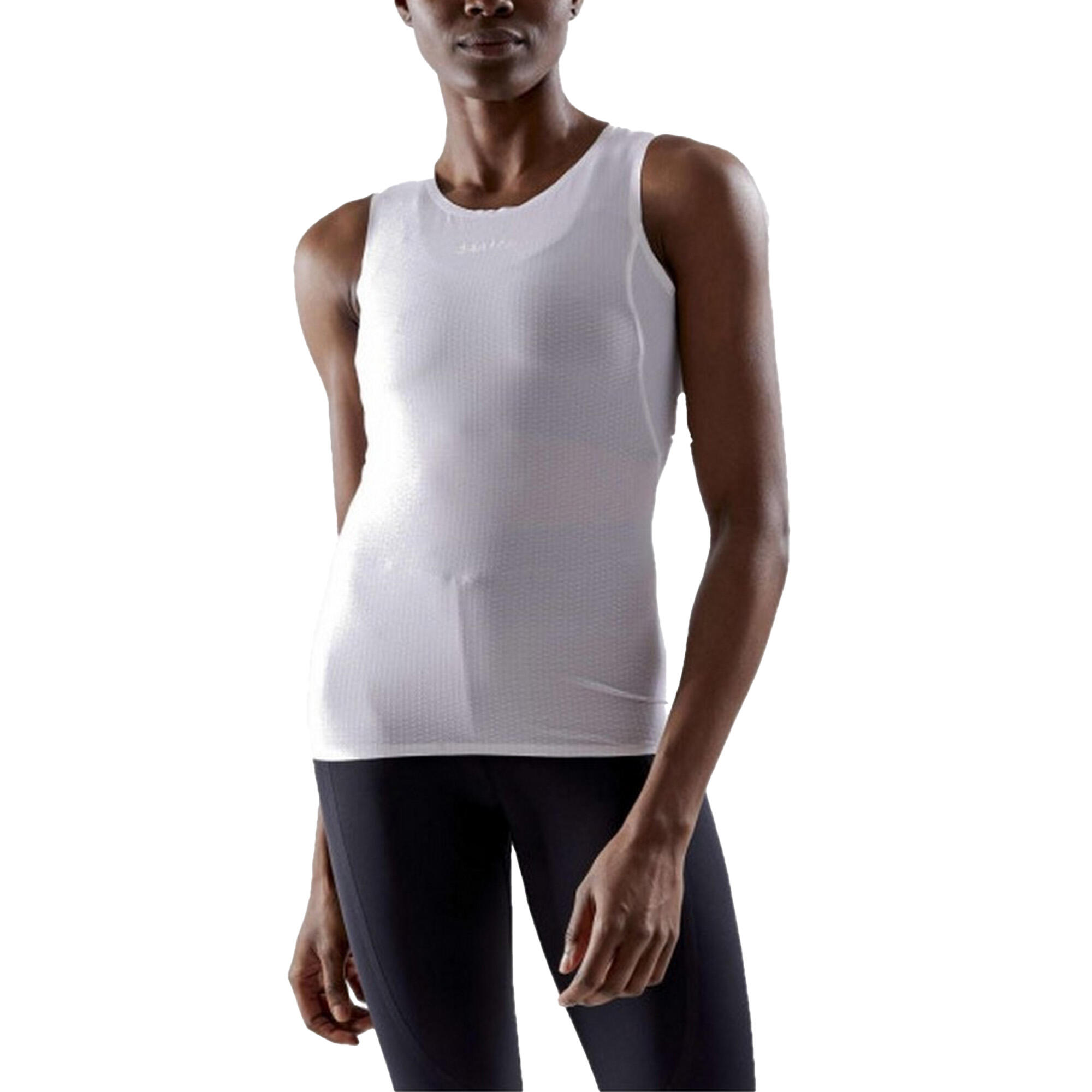 Womens/Ladies Pro Dry Sleeveless Base Layer Top (White) 3/3