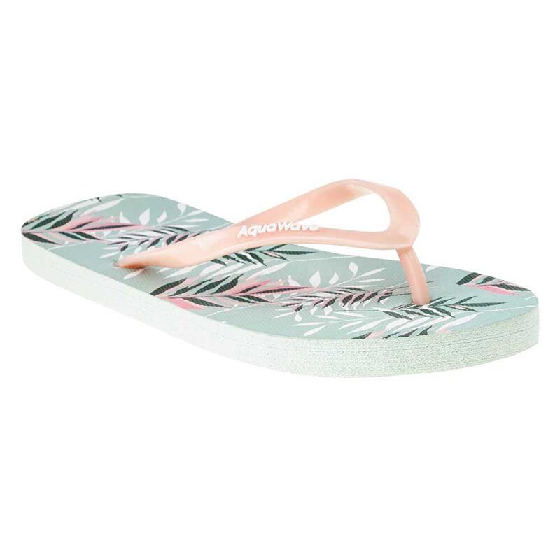 Dames Rachel Leaves teenslippers (Stoffig Aqua/Candy Roze)