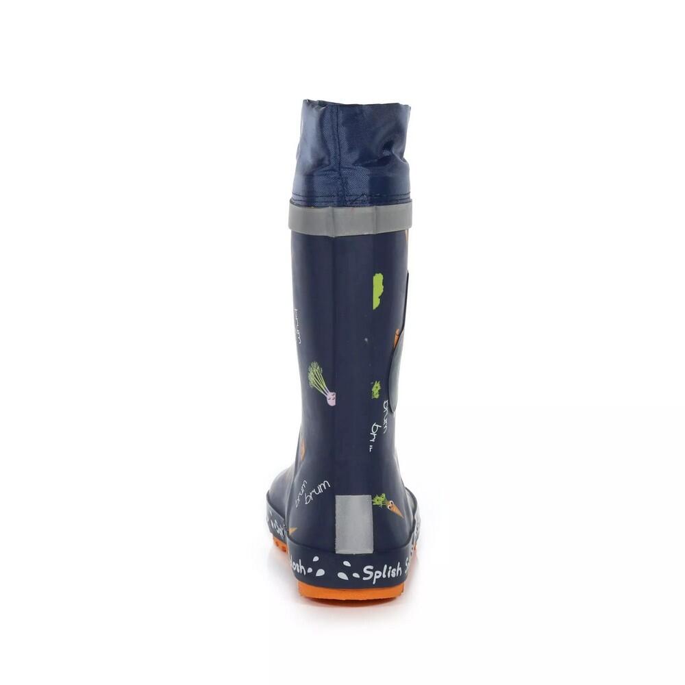 Children's SPLASH rain boots (Navy blue / Orange / Green)