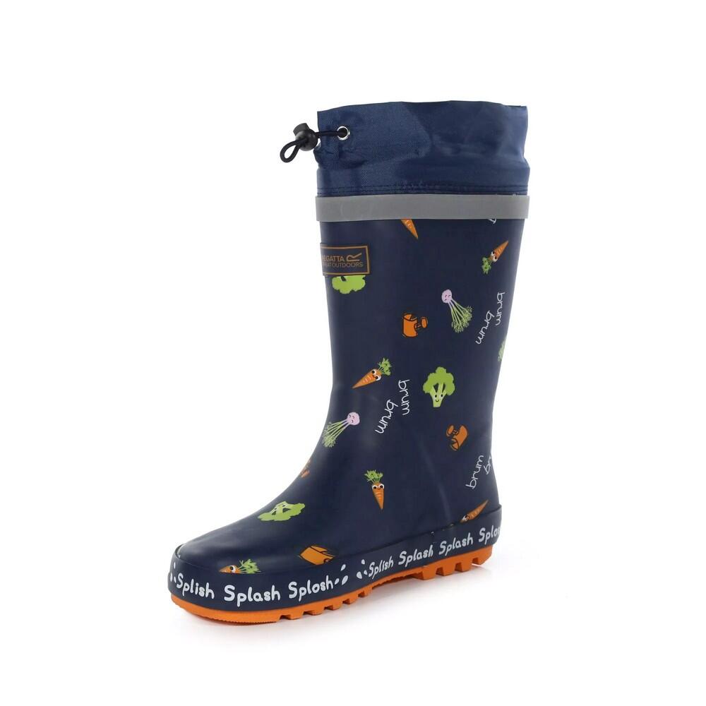 Children's SPLASH rain boots (Navy blue / Orange / Green)