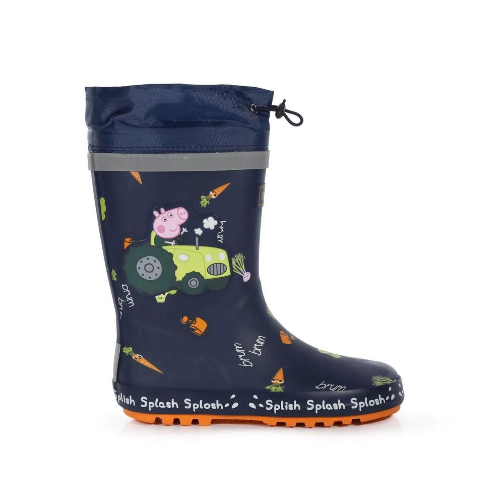 Children's SPLASH rain boots (Navy blue / Orange / Green)