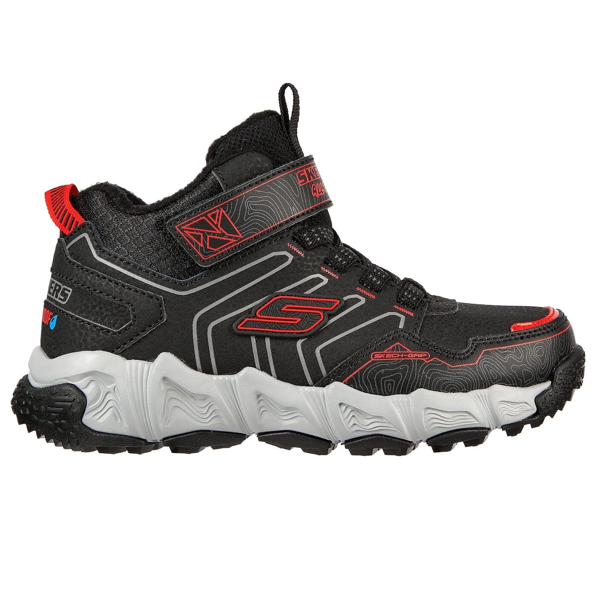 Childrens/Kids Velocitrek Leather Walking Boots (Black/Red) 3/5