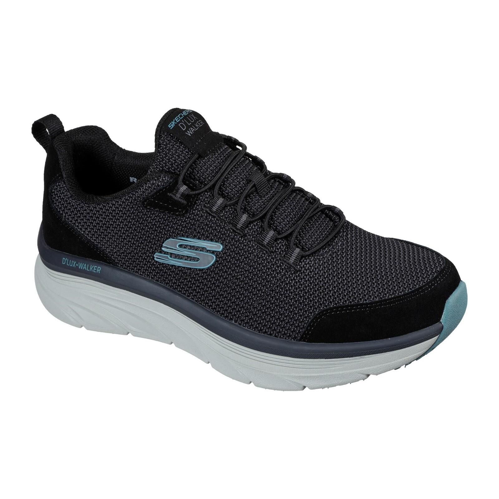 SKECHERS Mens D´Lux Walker Bersaga Leather Relaxed Fit Trainers (Black)