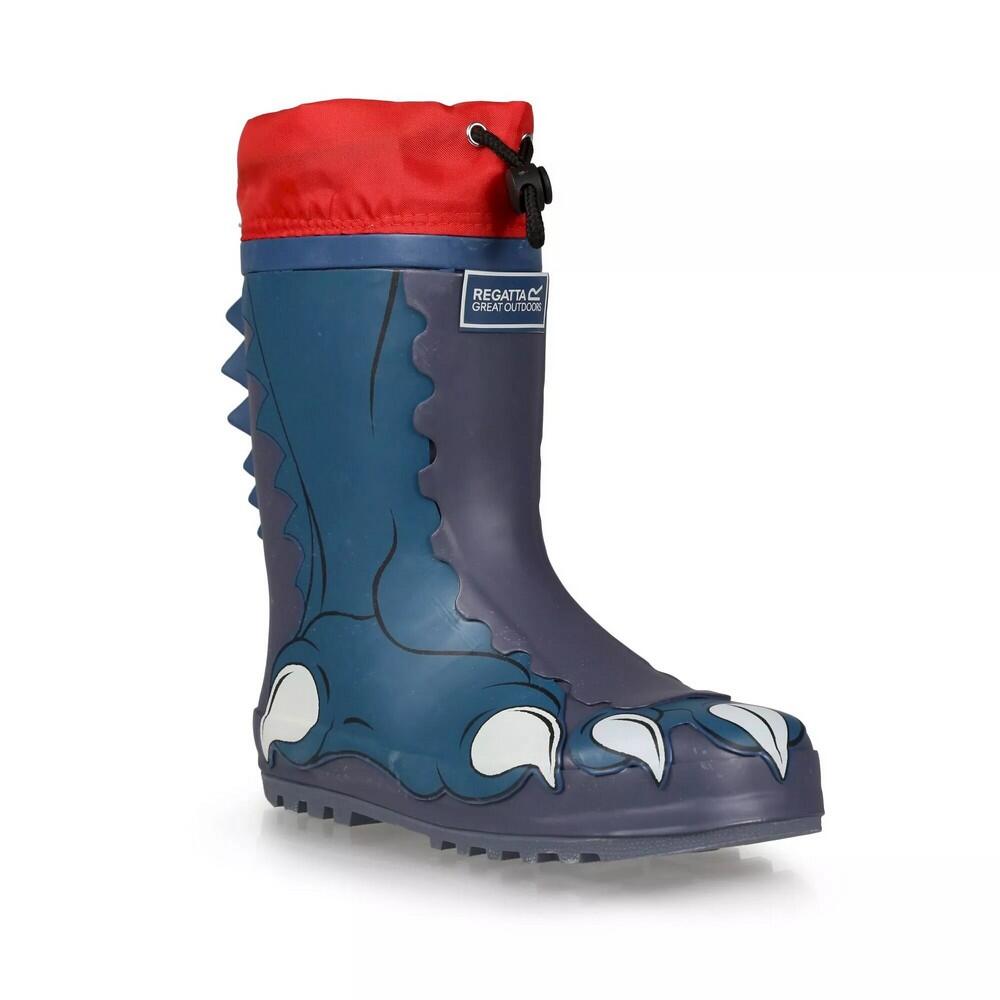REGATTA Childrens/Kids Mudplay Dinosaur Wellington Boots (Prussian Blue/Blue Sapphire)