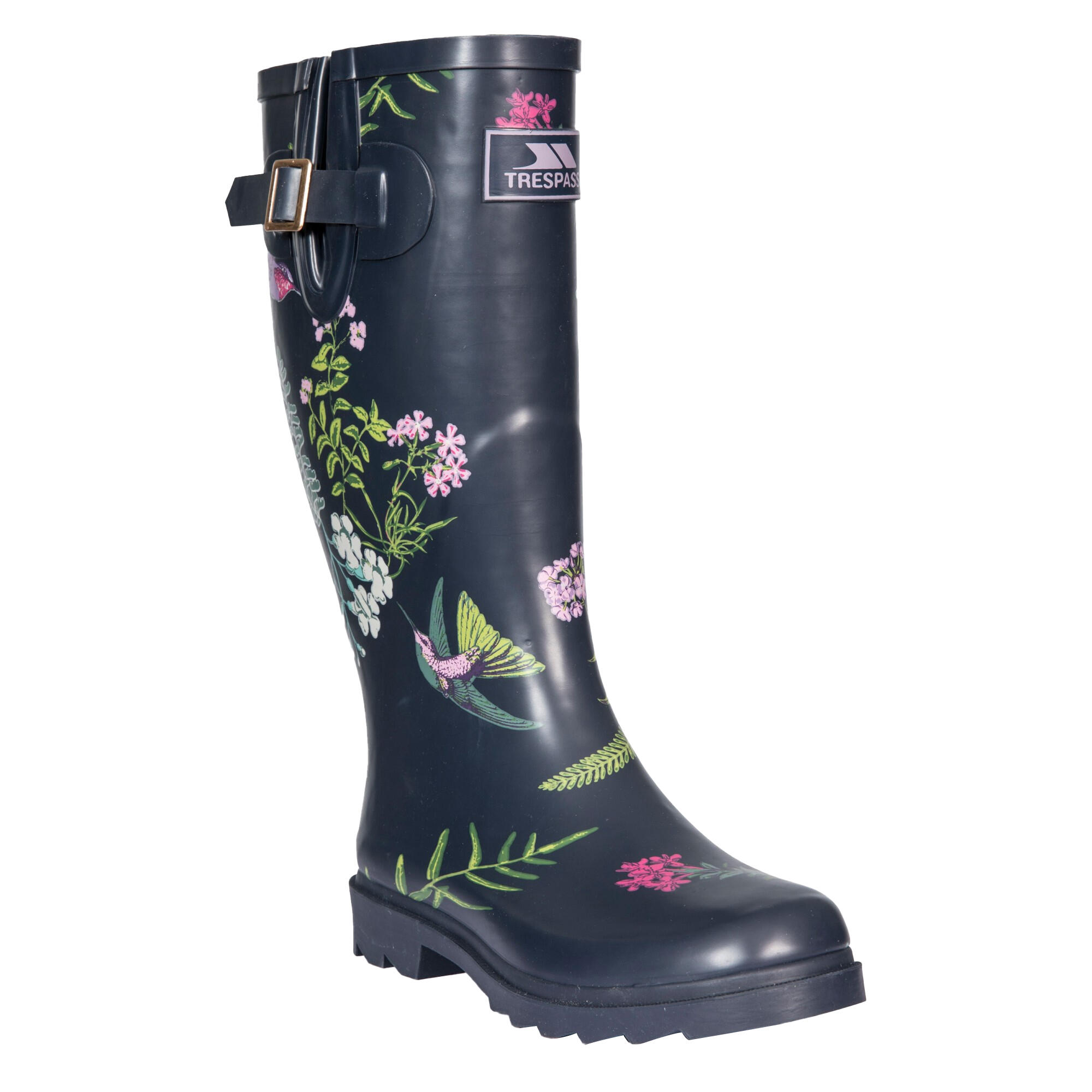 Galocha feminina floral preto / branco