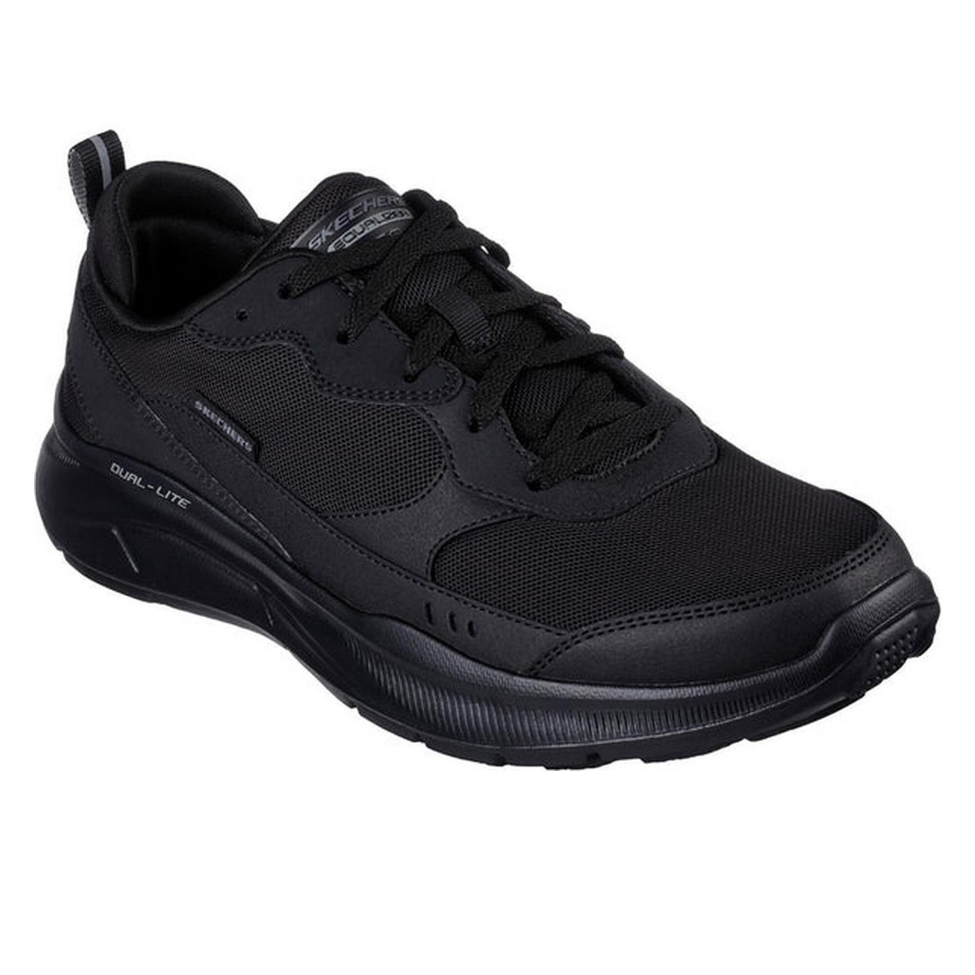 SKECHERS Mens Equalizer 5.0 Cyner Leather Trainers (Black)