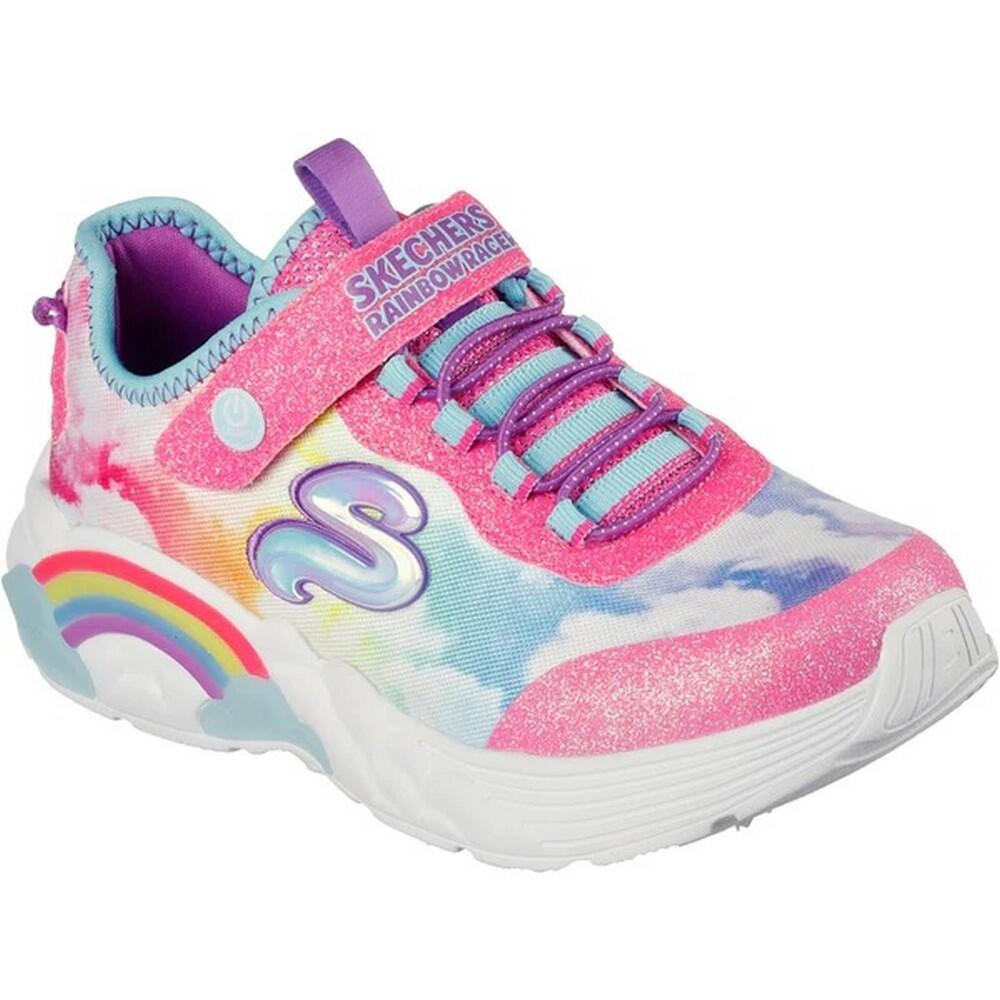SKECHERS Girls S Lights Rainbow Trainers (Pink/Multicoloured)
