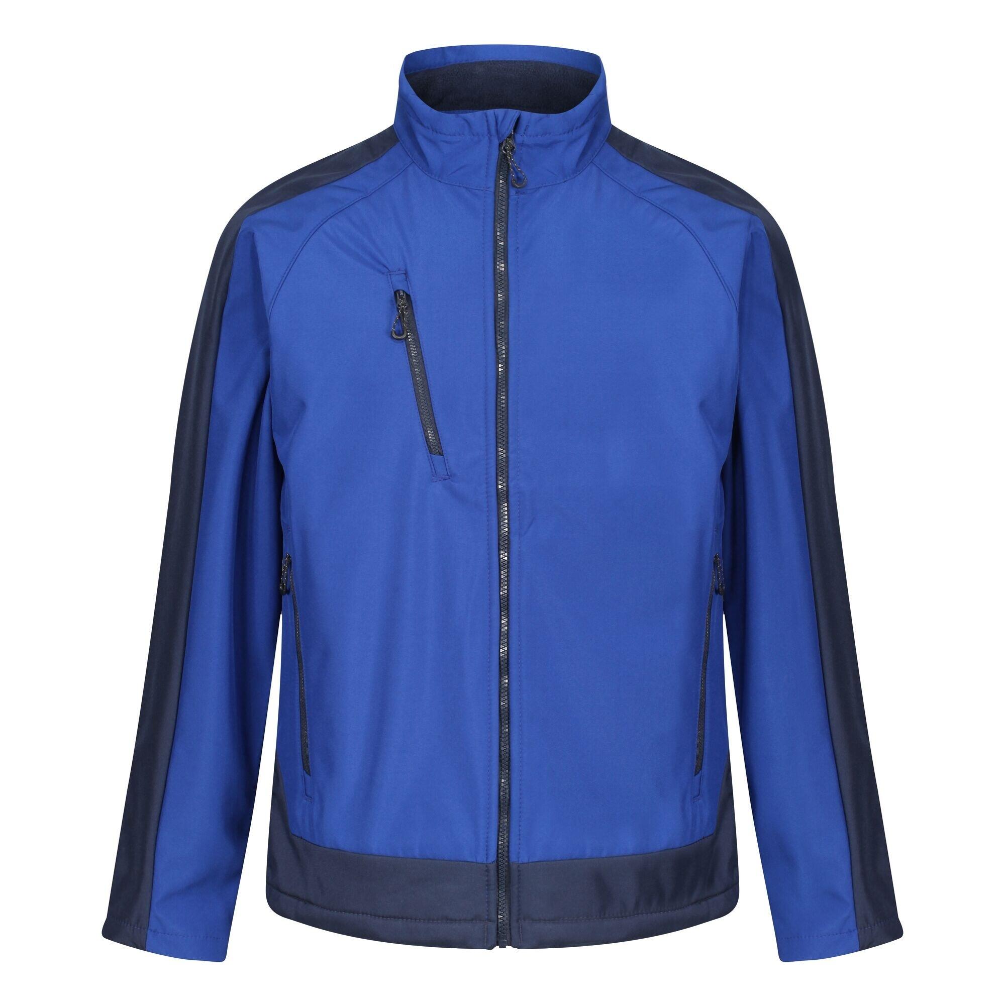 Mens Contrast 3 Layer Softshell Full Zip Jacket (Light Blue/Black Blue) 1/4