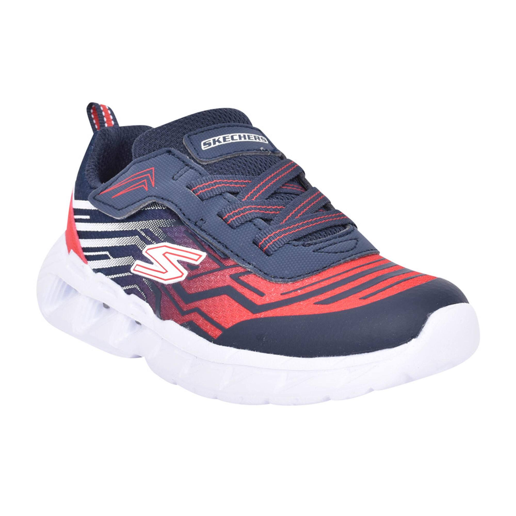 SKECHERS Boys MagnaLights Maver Trainers (Navy/Red)