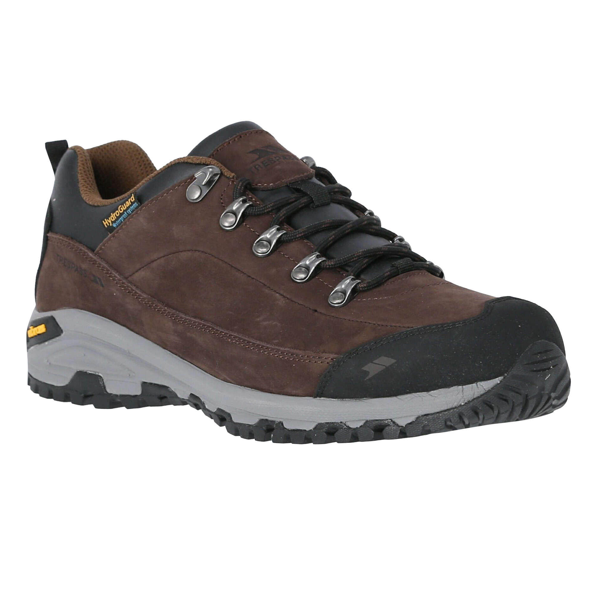 TRESPASS Mens Falark Vibram Leather Walking Shoe (Dark Earth)