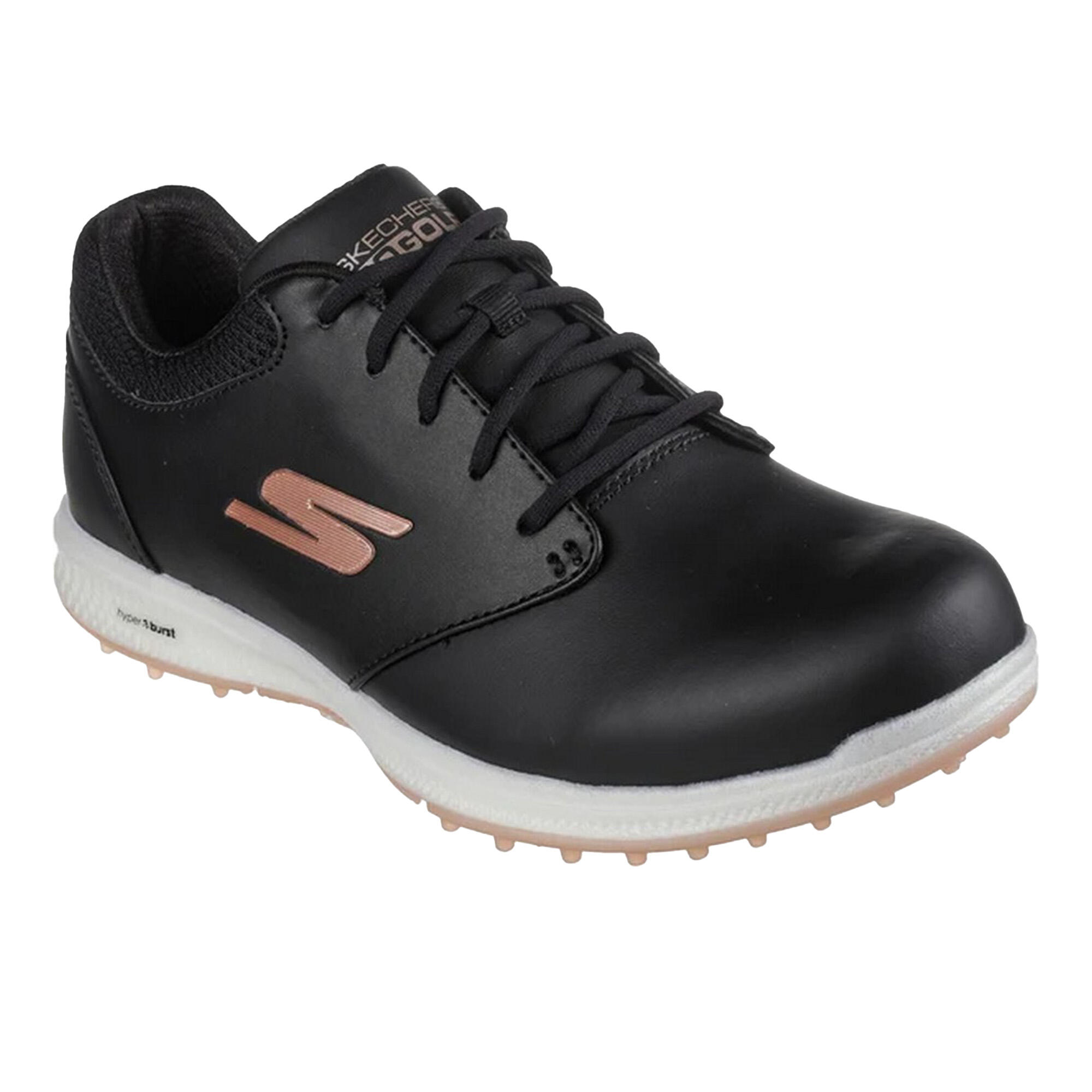 SKECHERS Womens/Ladies Go Golf Elite 4 Hyper Leather Golf Shoes (Black/Rose Gold)