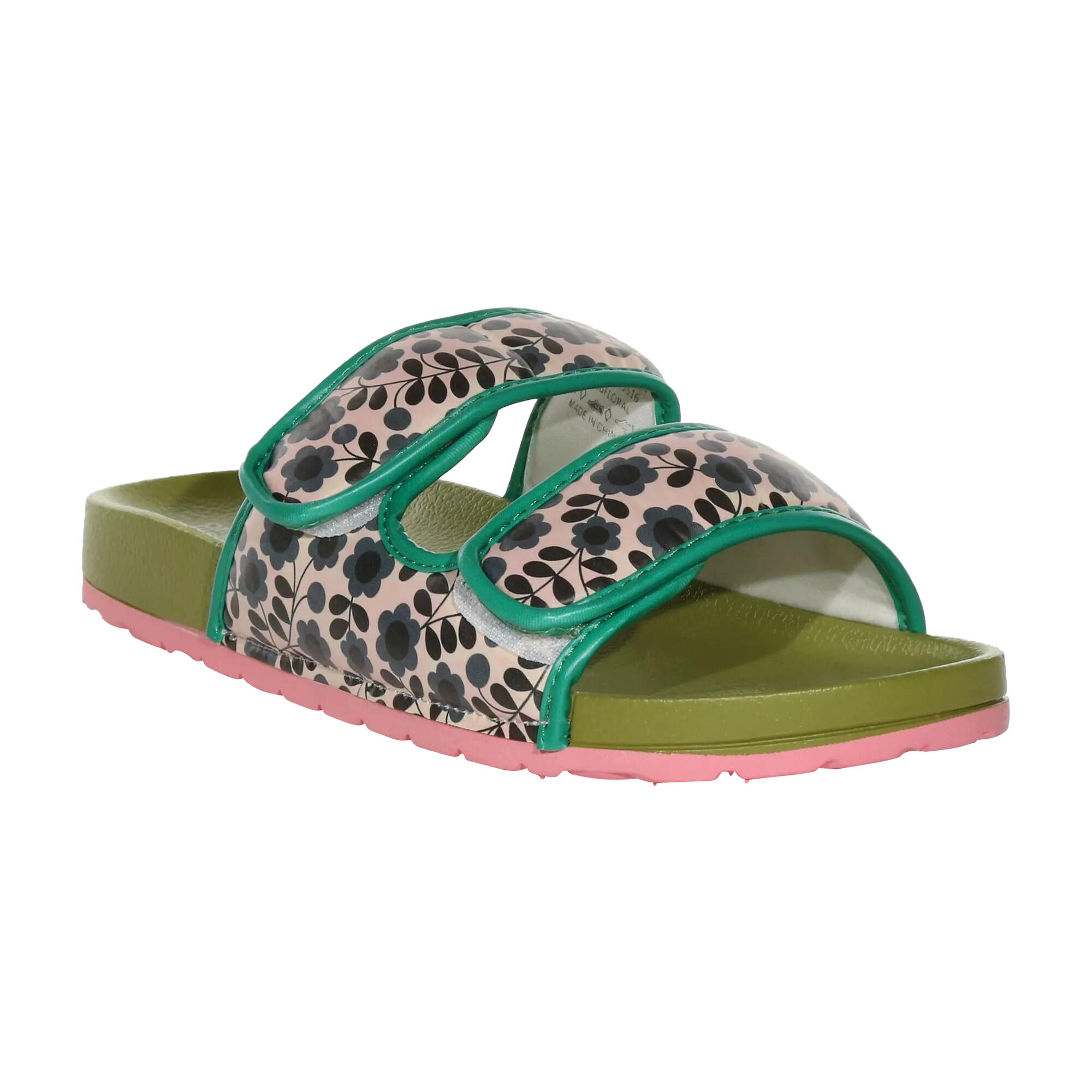Womens/Ladies Orla Twin Floral Moulded Footbed Sandals (Green/Black/Pink) 1/5