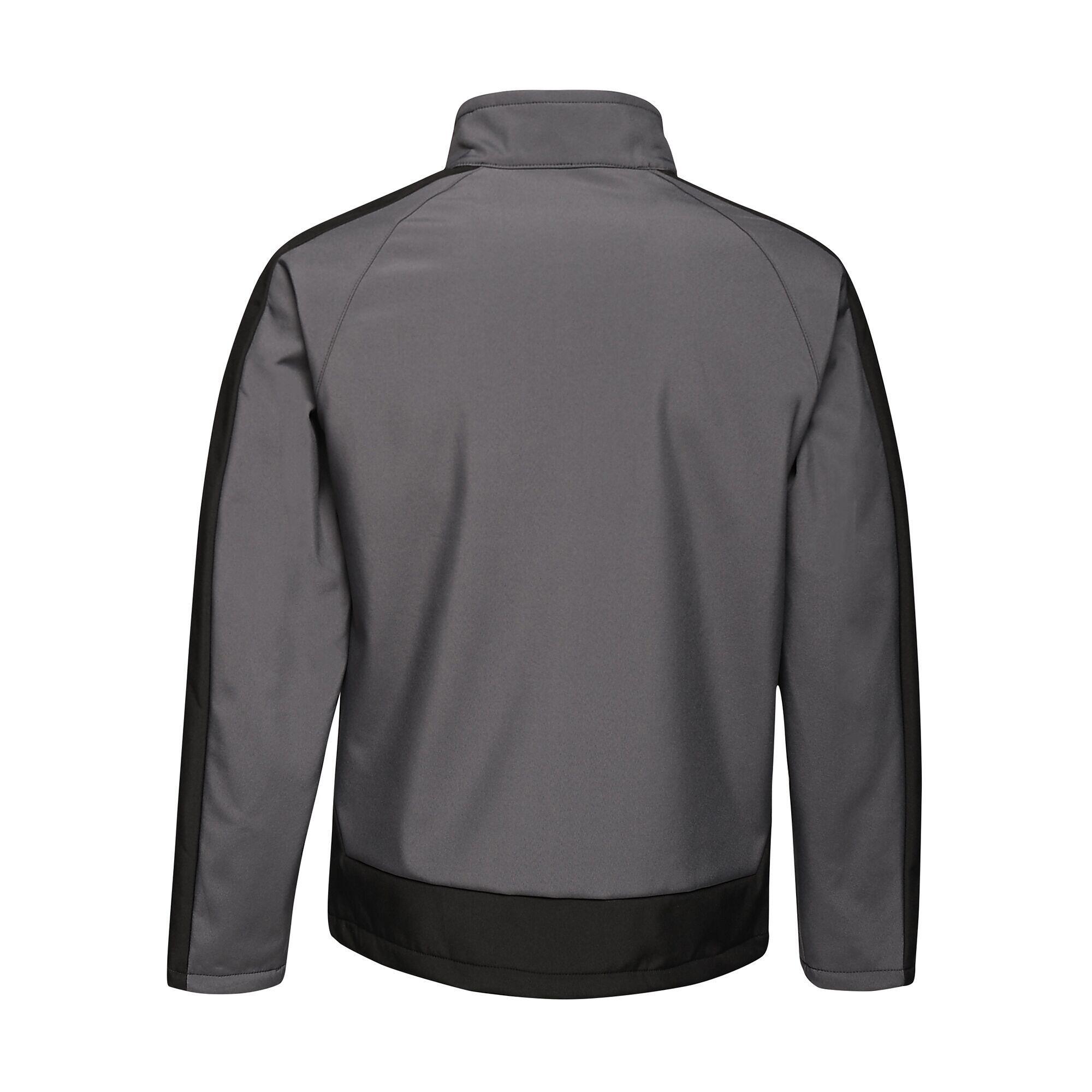 Mens Contrast 3 Layer Softshell Full Zip Jacket (Slate Grey/Signal Black) 2/5