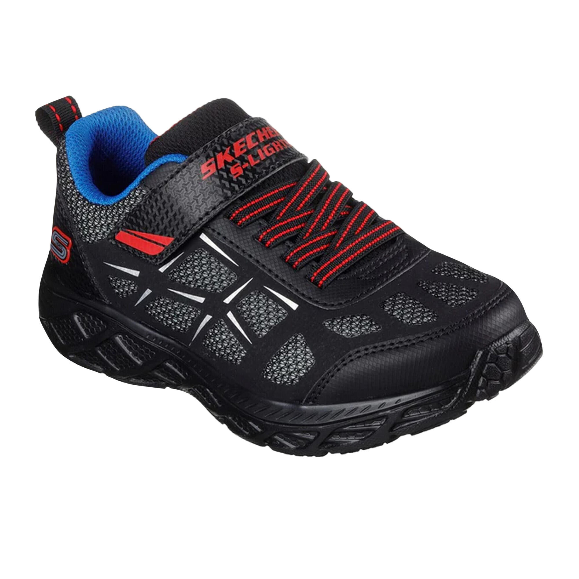 SKECHERS Boys S Lights Dynamic Flash Rezlur Trainers (Black/Royal Blue)