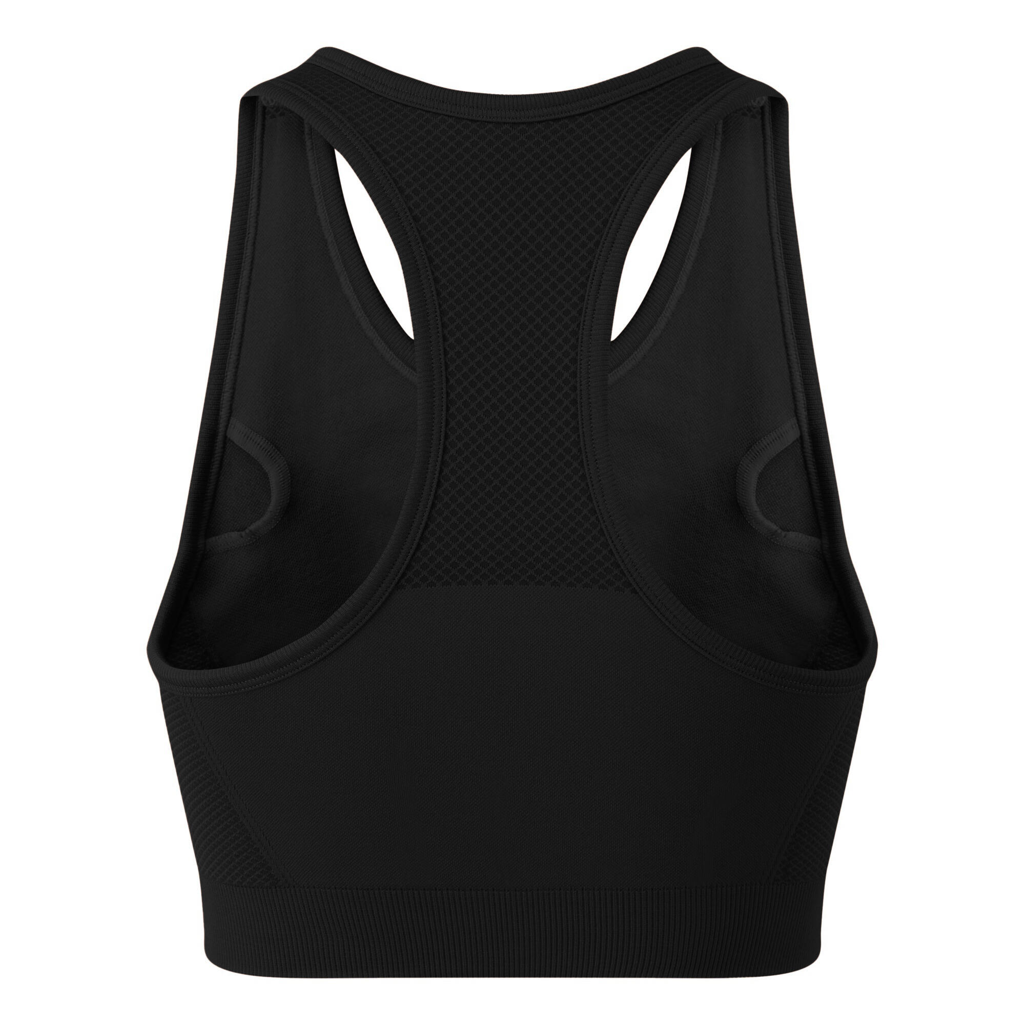 Womens/Ladies Seamless 3D Fit MultiSport Solid Colour Sculpt Sports Bra (Black) 2/3