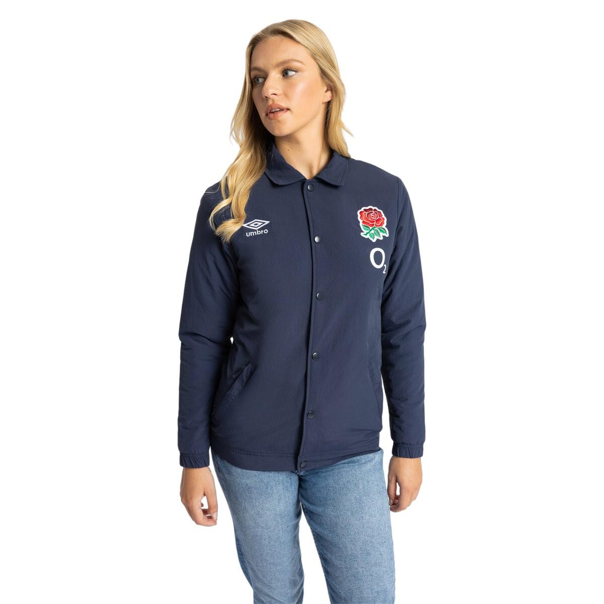 Womens/Ladies 23/24 England Rugby Coach Jacket (Navy Blazer) 3/4