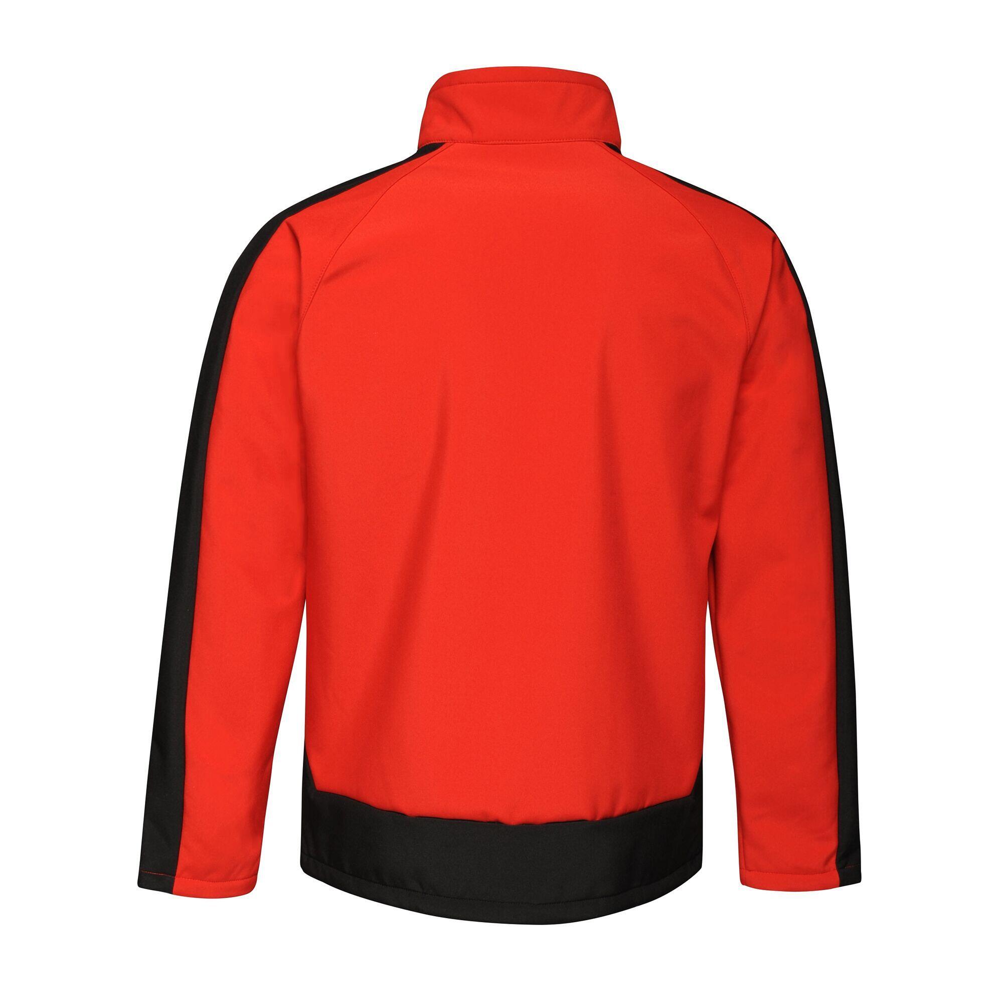 Mens Contrast 3 Layer Softshell Full Zip Jacket (Orient Red/Jet Black) 3/5