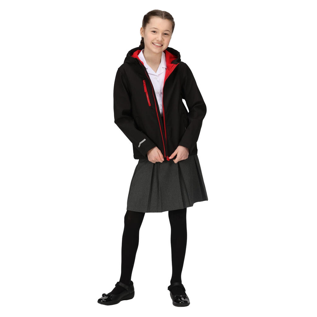 Childrens/Kids 3 Layer Soft Shell Jacket (Black/Classic Red)