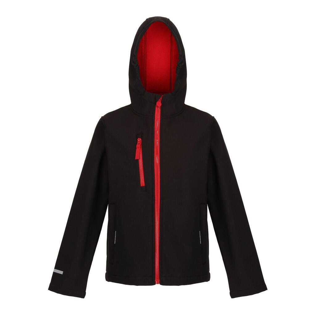 Childrens/Kids 3 Layer Soft Shell Jacket (Black/Classic Red)