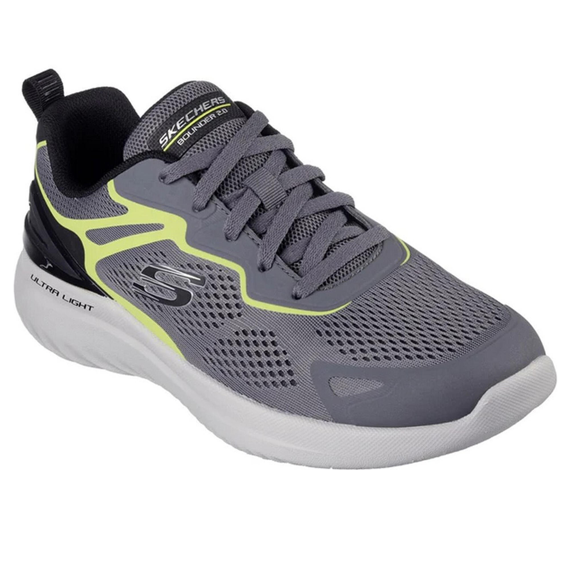 SKECHERS Mens Bounder 2.0 Andal Trainers (Charcoal/Lime)