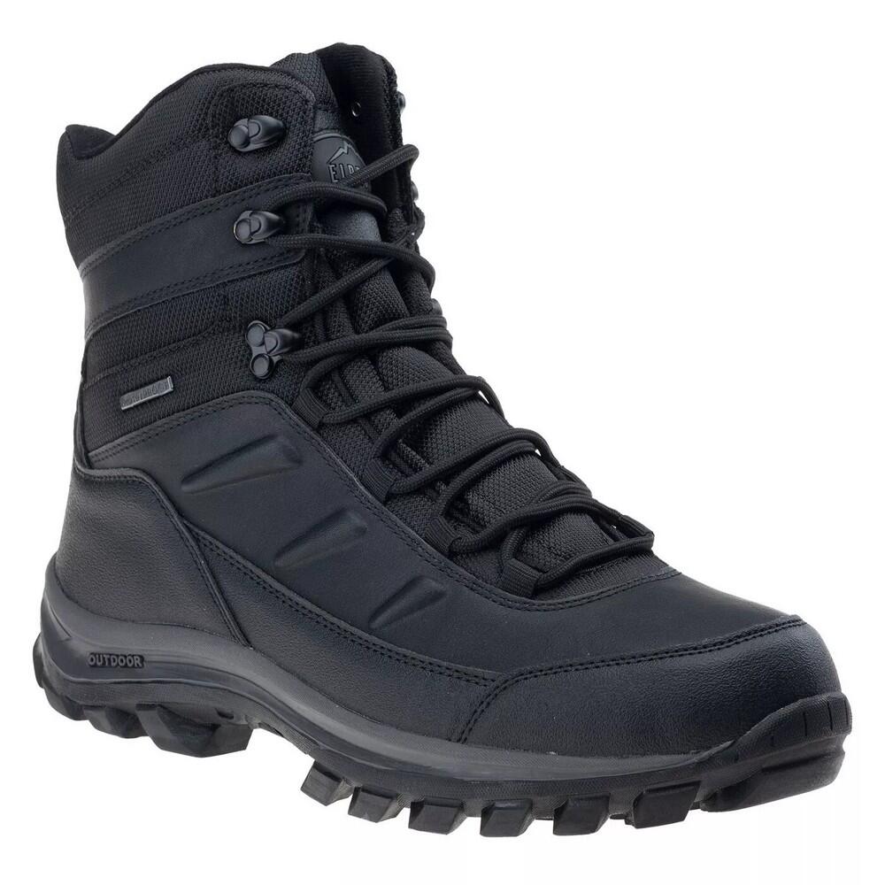 ELBRUS Mens Spike Waterproof Mid Cut Snow Boots (Black/Dark Grey)