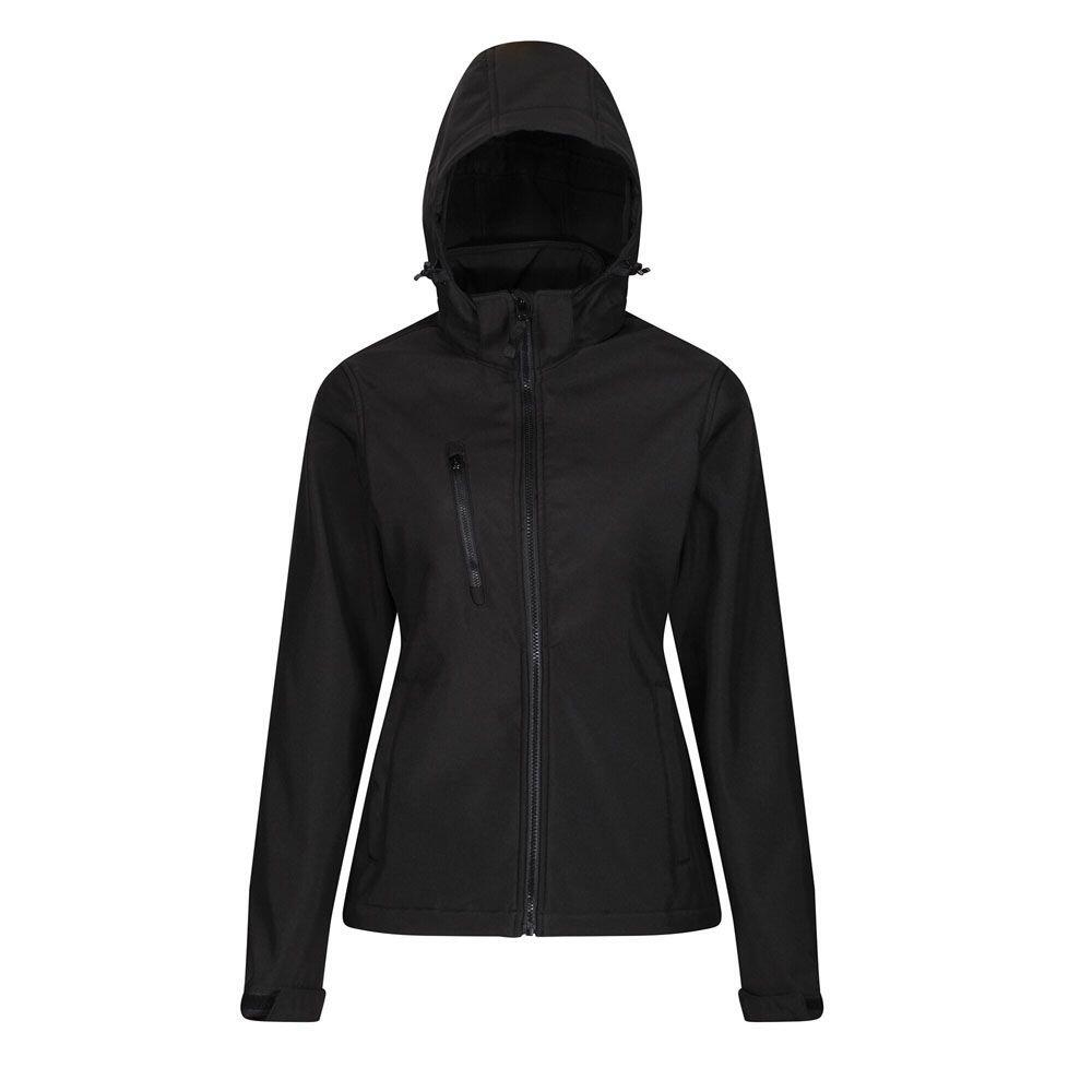 REGATTA Womens/Ladies Venturer Hooded Soft Shell Jacket (Black)