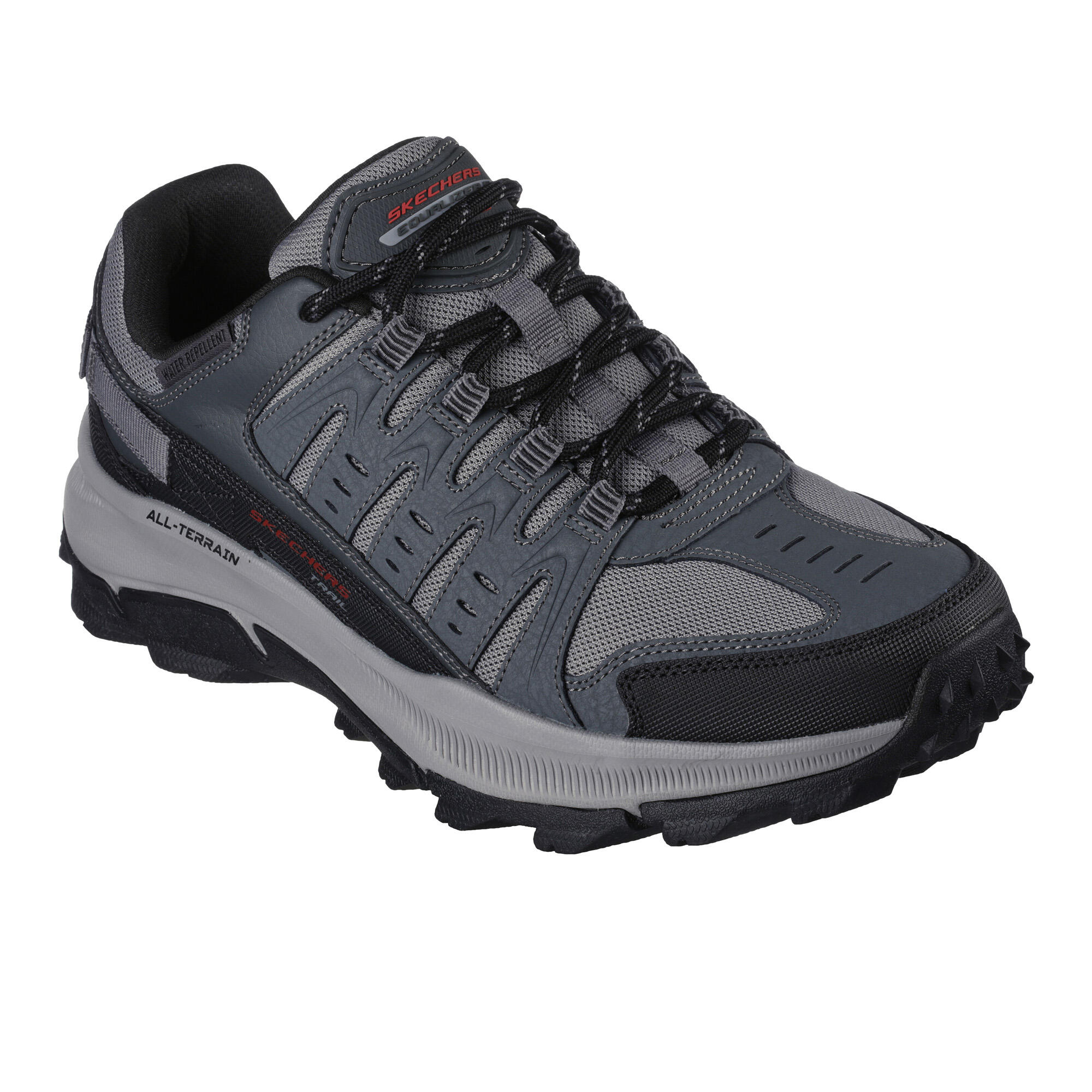 SKECHERS Mens Equalizer 5.0 Trail Solix Leather Trainers (Charcoal/Black)