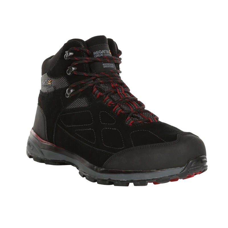 Botas de Senderismo de Ante Samaris Acordonado Ghillie para Hombre Negro, Rojo