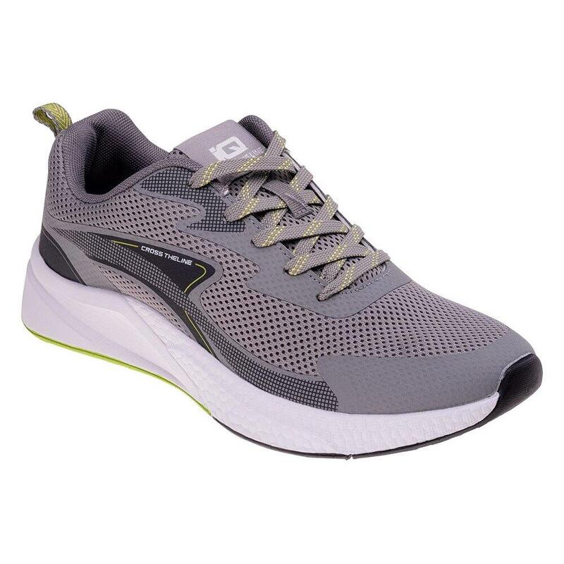 Heren Greton hardlooptrainers (Middengrijs/donkergrijs/limoen)