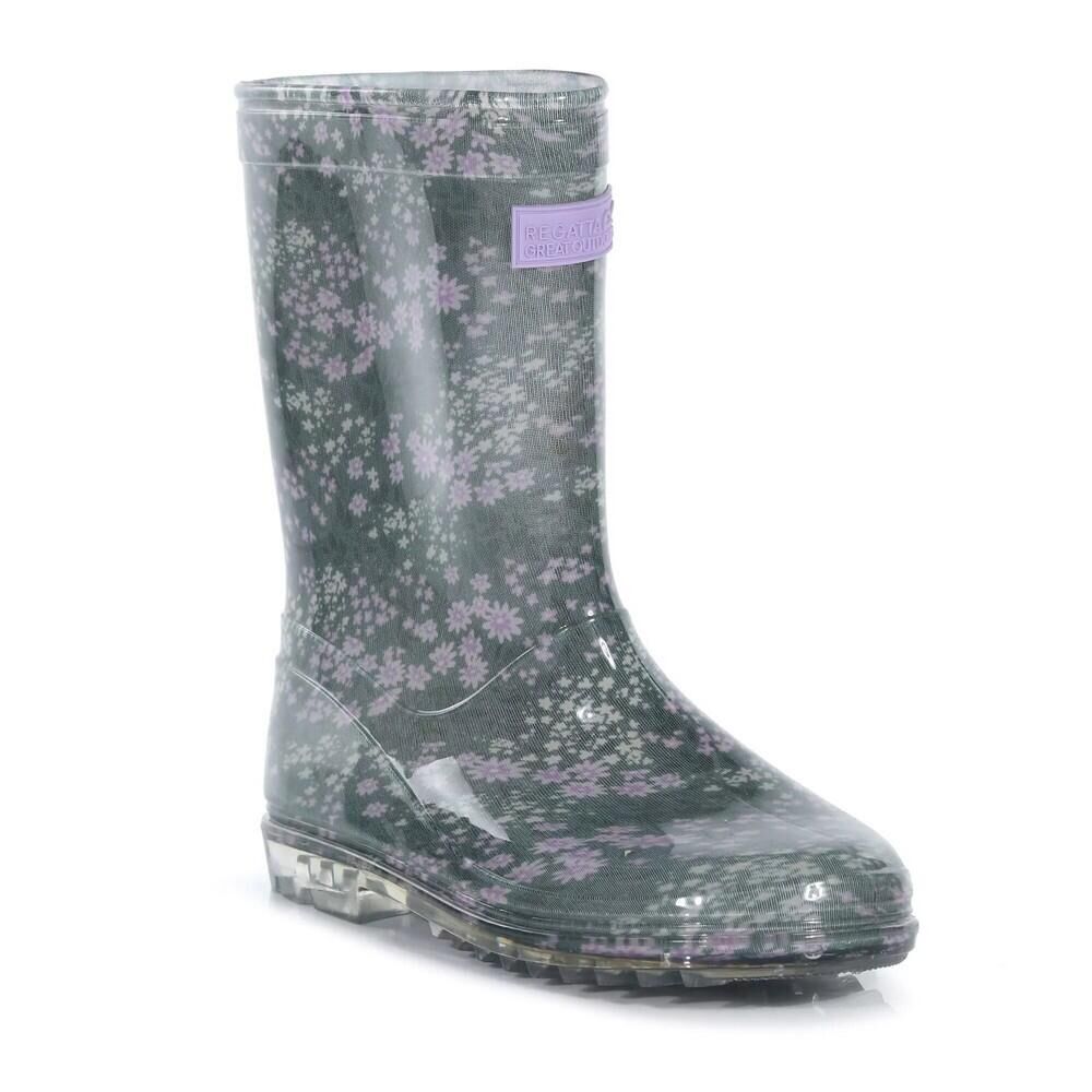 REGATTA Childrens/Kids Wenlock Ditsy Daisy Wellington Boots (Balsam Green)