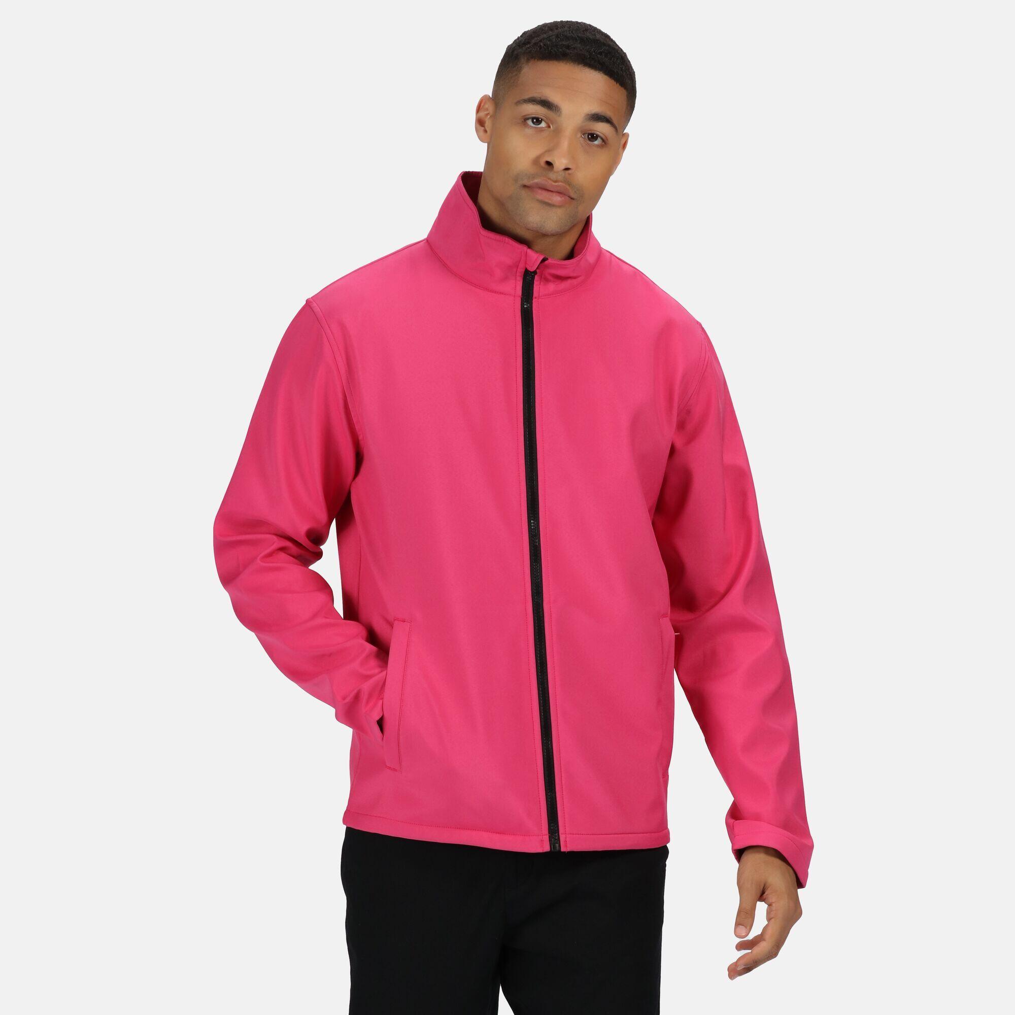 Standout Mens Ablaze Printable Soft Shell Jacket (Hot Pink/Black) 4/5