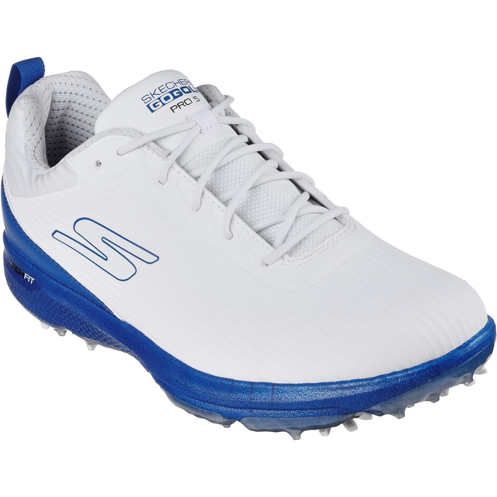 Mens Go Golf Pro 5 Hyper Golf Shoes (White/Blue) 1/5