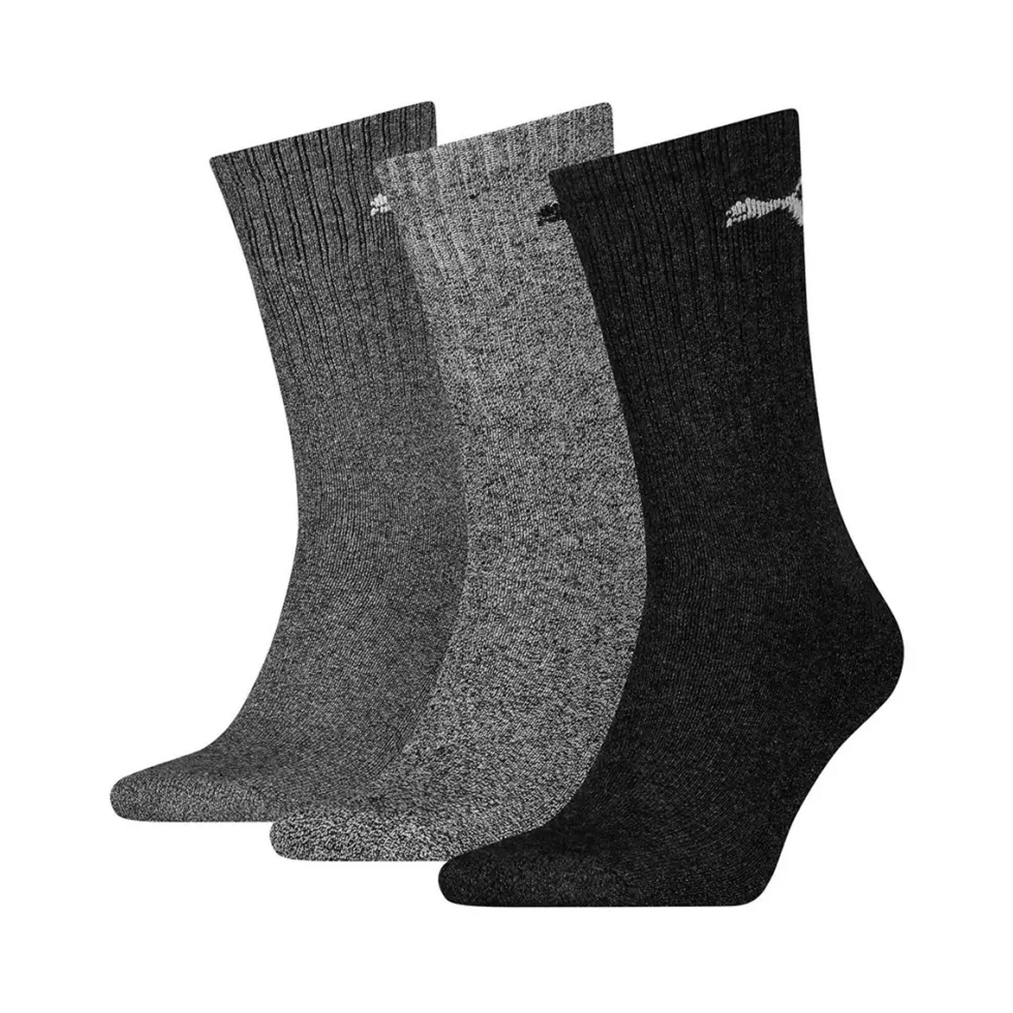 Unisex Adult Crew Sports Socks (Pack of 3) (Grey) 1/3