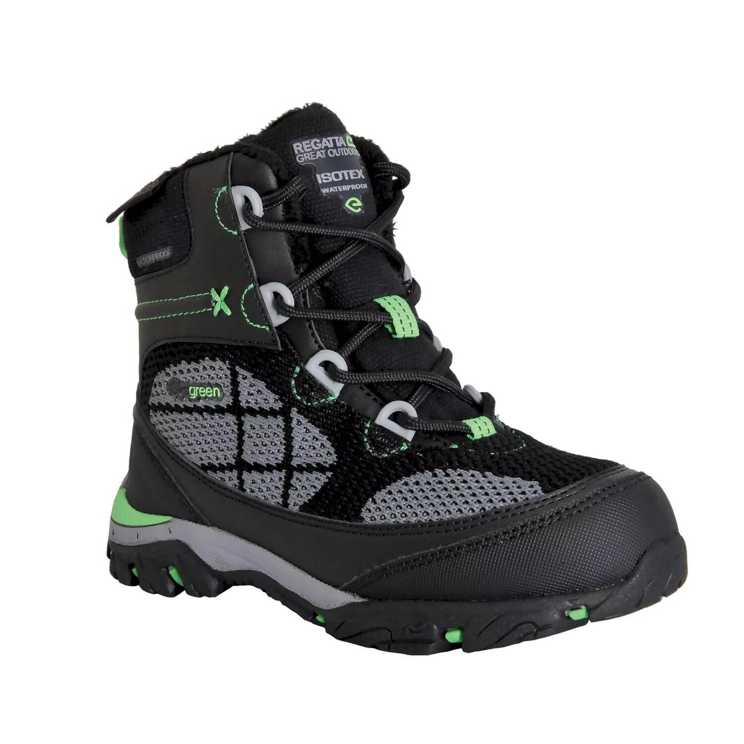 REGATTA Childrens/Kids Hawthorn Evo Walking Boots (Black/Summer Green)