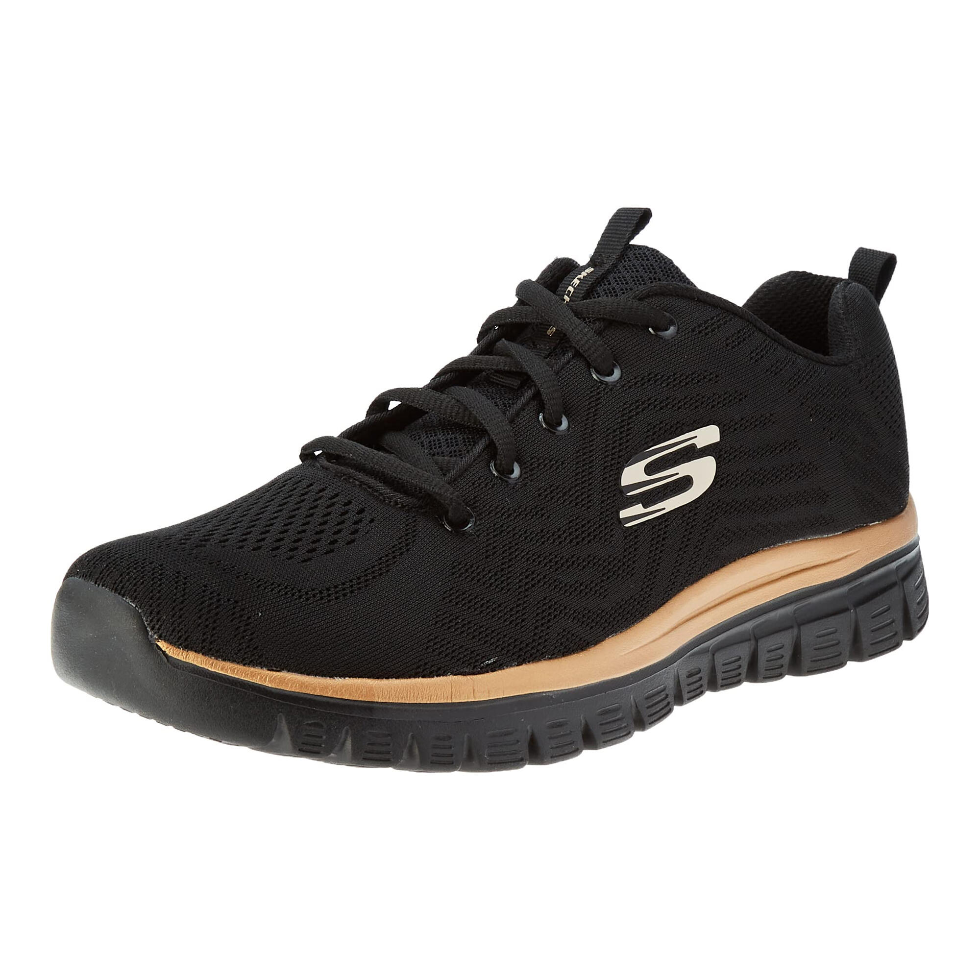 SKECHERS Womens/Ladies Graceful Get Connected Trainers (Black/Rose Gold)