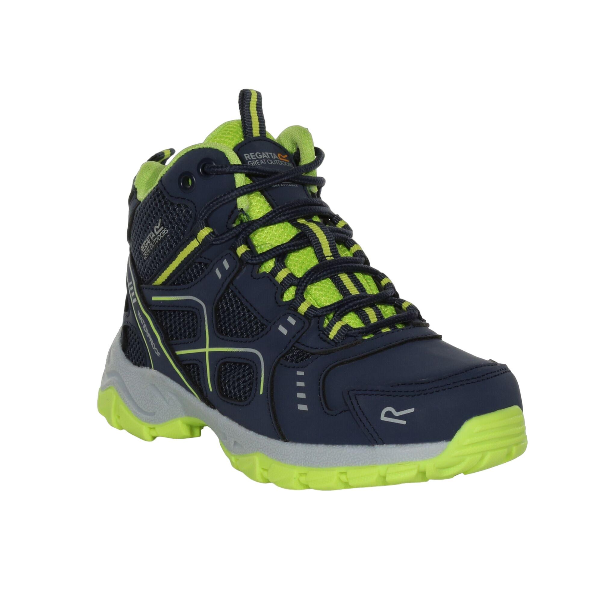 REGATTA Childrens/Kids Vendeavour Walking Boots (Navy/Lime Punch)
