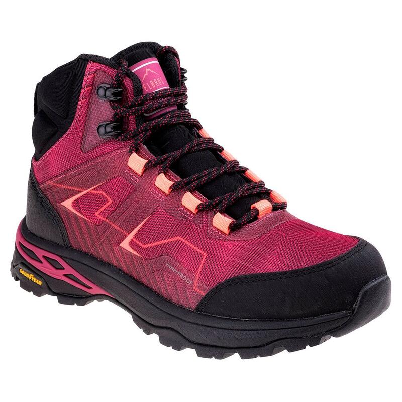 Dames Endewa Waterdichte Mid Cut Wandelschoenen (Roze/Zwart/Rood Oranje)